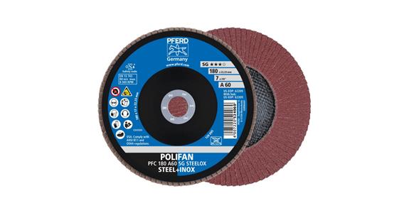Fächerschleifscheibe POLIFAN SG STEELOX konisch PFC 180x22,23 mm A60