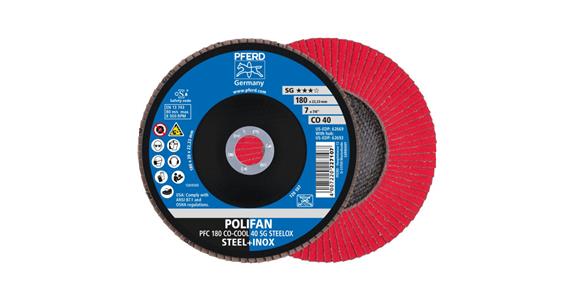 Fächerschleifscheibe POLIFAN CO-COOL SG STEELOX konisch PFC 180x22,23 mm K40
