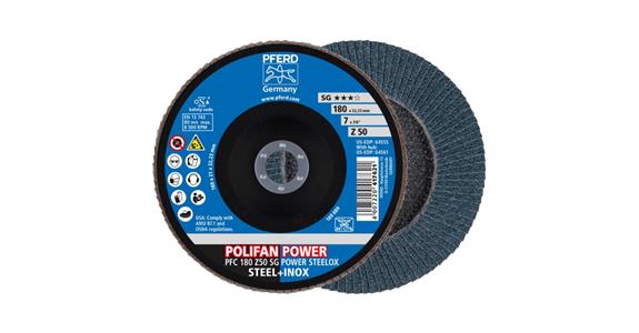 Fächerschleifscheibe POLIFAN POWER SG STEELOX konisch PFC Ø 180 mm Z50