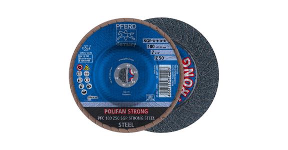 Fächerschleifscheibe POLIFAN STRONG SGP STEEL konisch PFC 180x22,23 mm Z40
