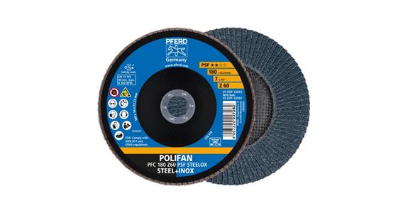 Fächerschleifscheibe POLIFAN PSF STEELOX konisch PFC 180x22,23 mm Z60