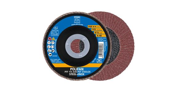 Fächerschleifscheibe POLIFAN PSF STEELOX flach PFF 115x22,23 mm A40