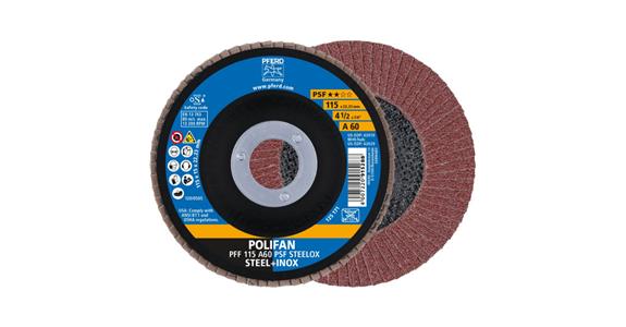 Fächerschleifscheibe POLIFAN PSF STEELOX flach PFF 115x22,23 mm A60
