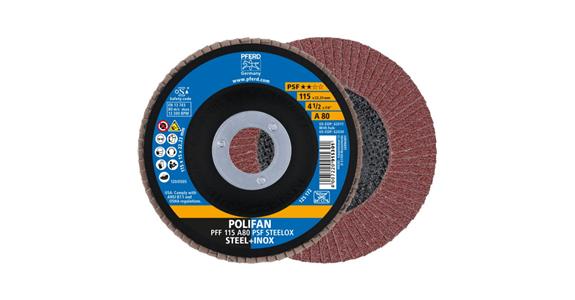 Fächerschleifscheibe POLIFAN PSF STEELOX flach PFF 115x22,23 mm A80