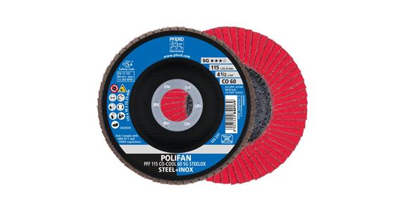 Fächerschleifscheibe POLIFAN CO-COOL SG STEELOX flach PFF 115x22,23 mm K60