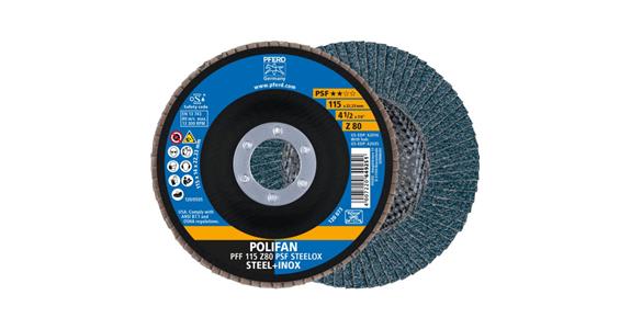 Fächerschleifscheibe POLIFAN PSF STEELOX flach PFF 115x22,23 mm Z80