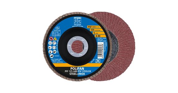 Fächerschleifscheibe POLIFAN PSF STEELOX flach PFF 125x22,23 mm A80