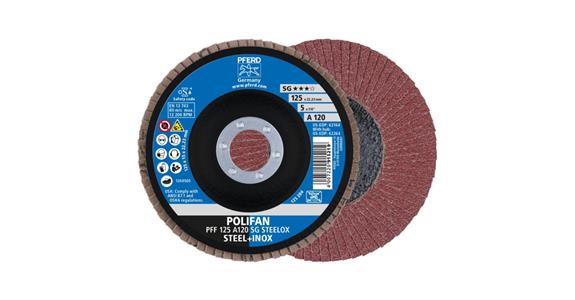 Fächerschleifscheibe POLIFAN PSF STEELOX flach PFF 125x22,23 mm A120