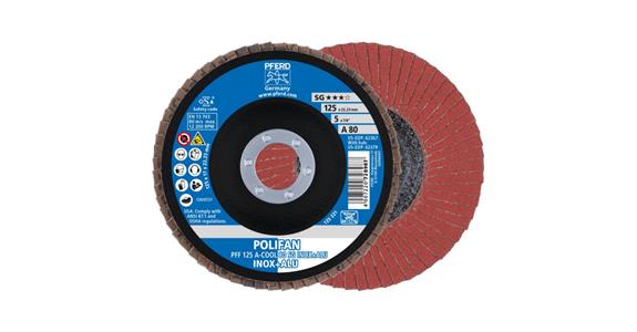 Lamella flap disc, flat, power line A-COOL SG INOX+ALU dia. 125 mm grain 80