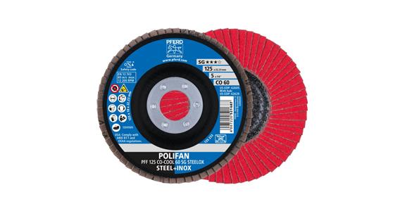 Fächerschleifscheibe POLIFAN CO-COOL SG STEELOX flach PFF 125x22,23 mm K60