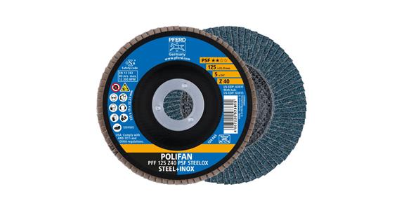Fächerschleifscheibe POLIFAN PSF STEELOX flach PFF 125x22,23 mm Z40