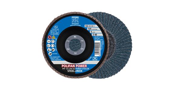 Fächerschleifscheibe POLIFAN POWER SG POWER STEELOX flach PFF Ø 125 mm Z40