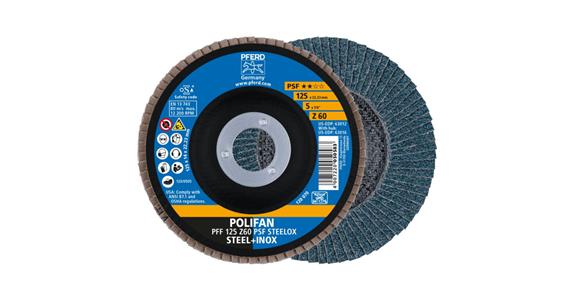 Fächerschleifscheibe POLIFAN PSF STEELOX flach PFF 125x22,23 mm Z60