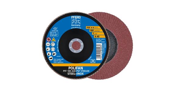 Fächerschleifscheibe POLIFAN PSF STEELOX flach PFF 180x22,23 mm A40