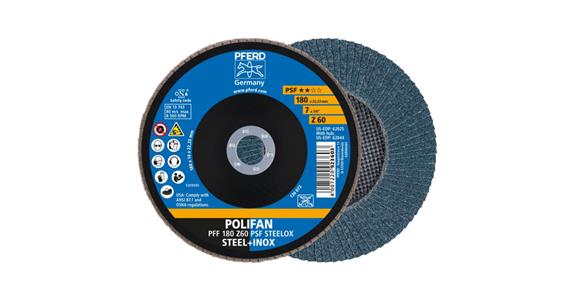 Fächerschleifscheibe POLIFAN PSF STEELOX flach PFF 180x22,23 mm Z60