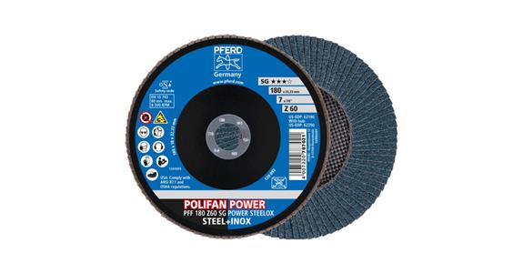 Fächerschleifscheibe POLIFAN POWER SG STEELOX flach PFF 180x22,23 mm Z60