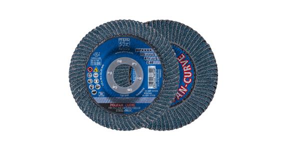 Lamella flap disc POLIFAN CURVE ZK40 dia. 115 mm fillet weld width > 8 mm