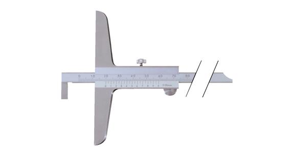 Precision depth callipers 0-500 mm, w. angled depth gauge rod